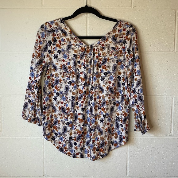 Anthropologie Skies are Blue Multicolor Floral Paisley V-Neck Blouse Sz S - Picture 7 of 9